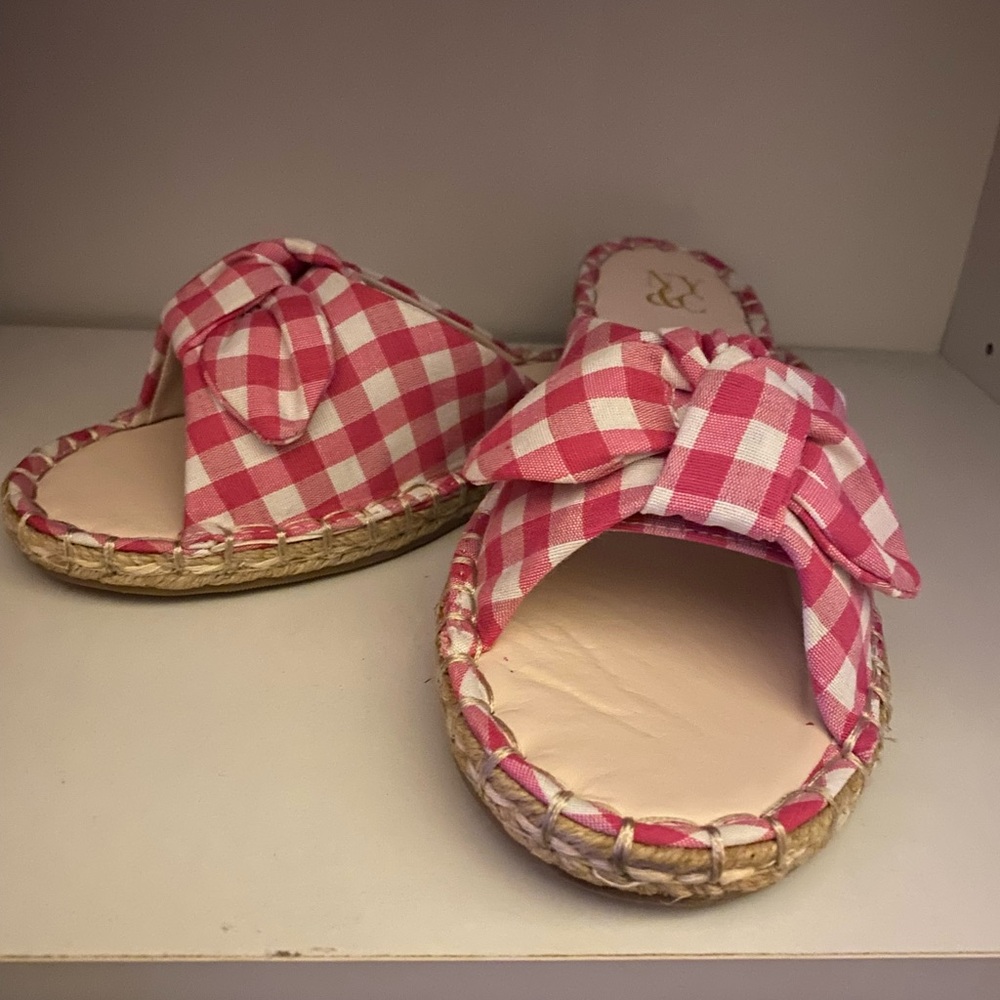 New York & Co Pink Checkered Sandals